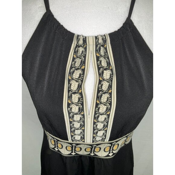 Michael Kors Women's S/P Black Halter Top With Embroidered Waist & Neckline - Picture 2 of 5